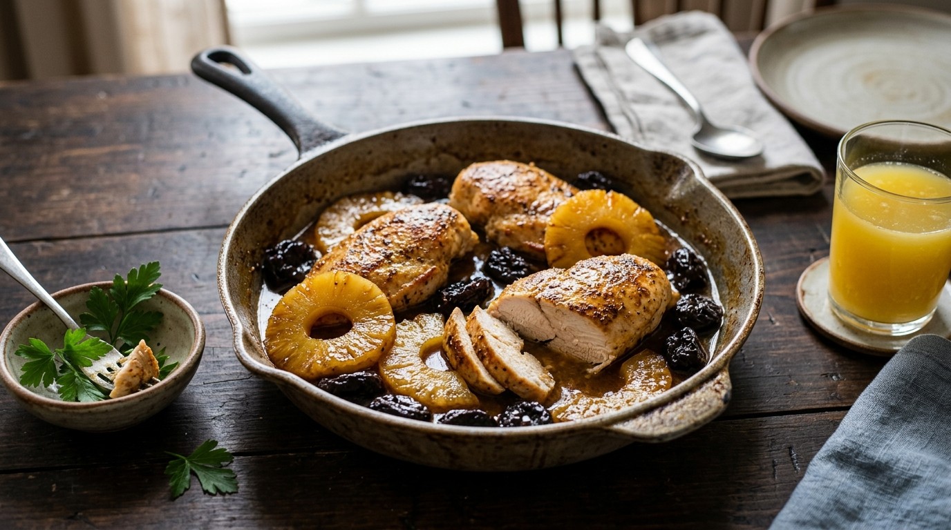 Kipfilets met Ananas en Pruimen
