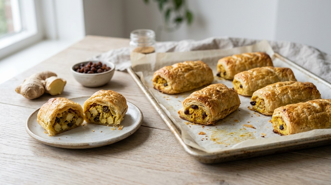 Kipkerrie Saucijzenbroodjes recept Kipkerrie Saucijzenbroodjes recept