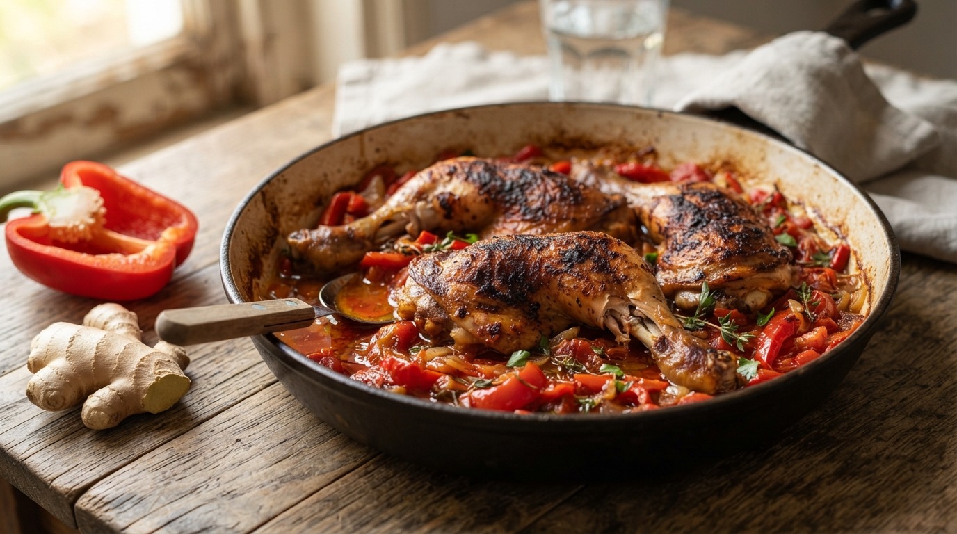 Kippenboutjes met Ratatouille van Rode Groenten recept Kippenboutjes met Ratatouille van Rode Groenten recept