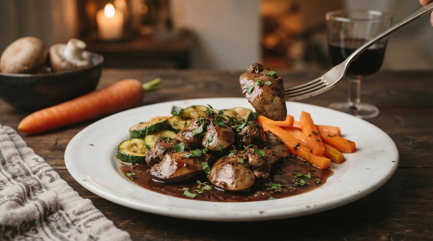 Kippenlevertjes met Portosaus