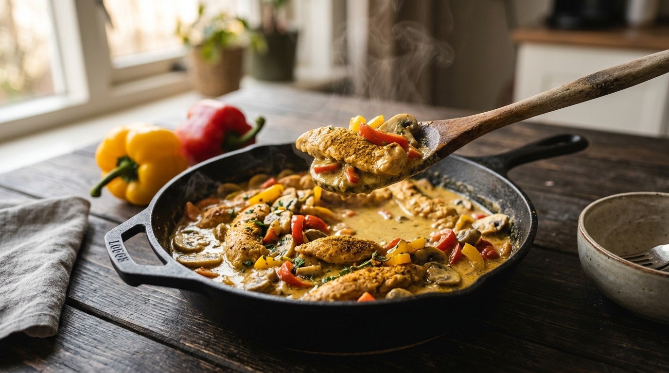Kipreepjes in Champignonroomsaus