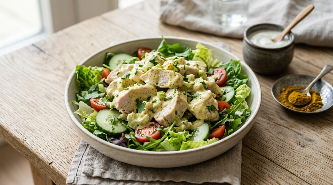 Kipsalade met Curry-yoghurtdressing