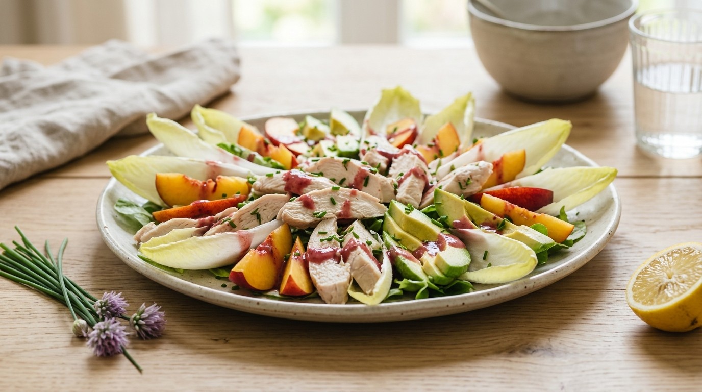 Kipsalade met Nectarine en Avocado