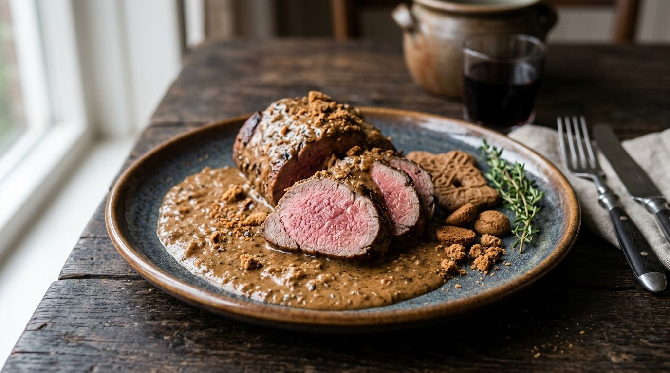 Klassiek Gebraden Hazenrug met Roomsaus recept Klassiek Gebraden Hazenrug met Roomsaus recept
