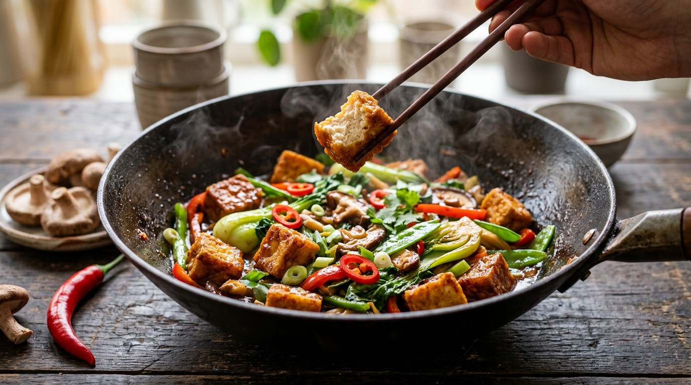 Knapperige Tofu met Oosterse Groente recept Knapperige Tofu met Oosterse Groente recept