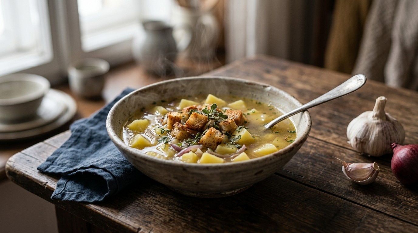 Knoflooksoep met Aardappel