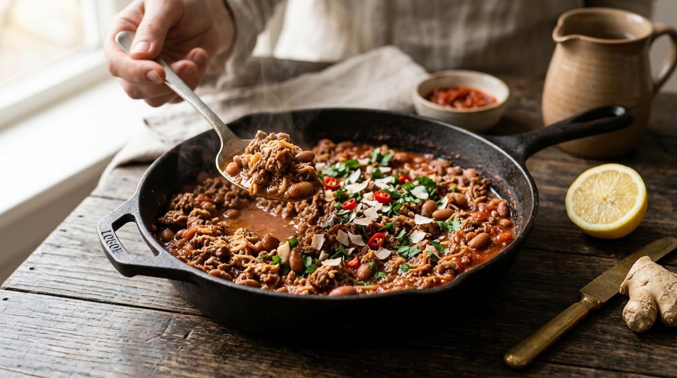 Kokosgehakt met Bruine Bonen recept Kokosgehakt met Bruine Bonen recept