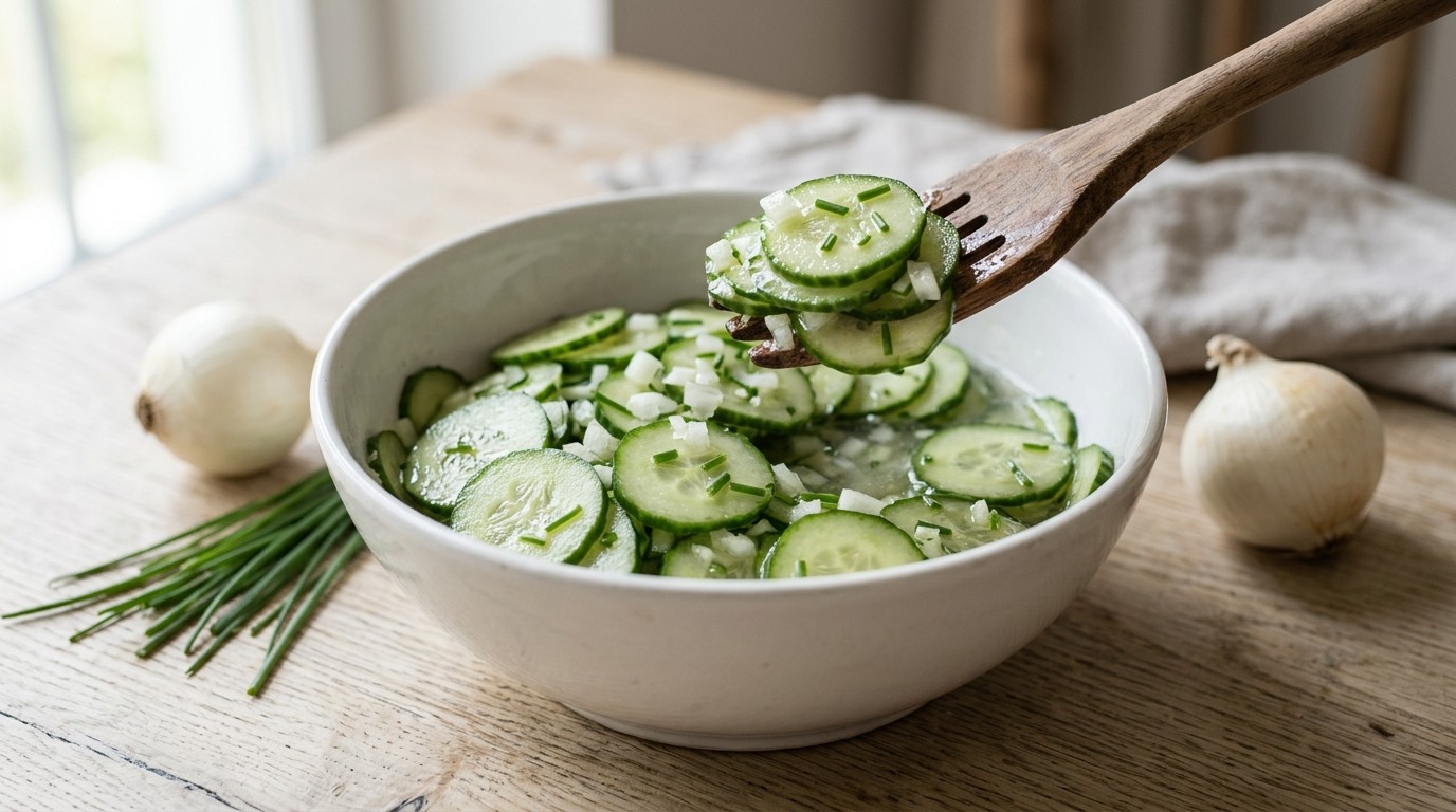 Komkommer in Uitjes-dressing recept Komkommer in Uitjes-dressing recept