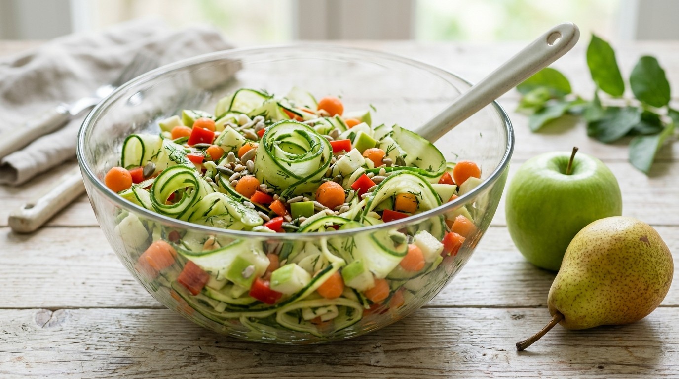 Komkommersalade met Courgette, Wortel en Fruit