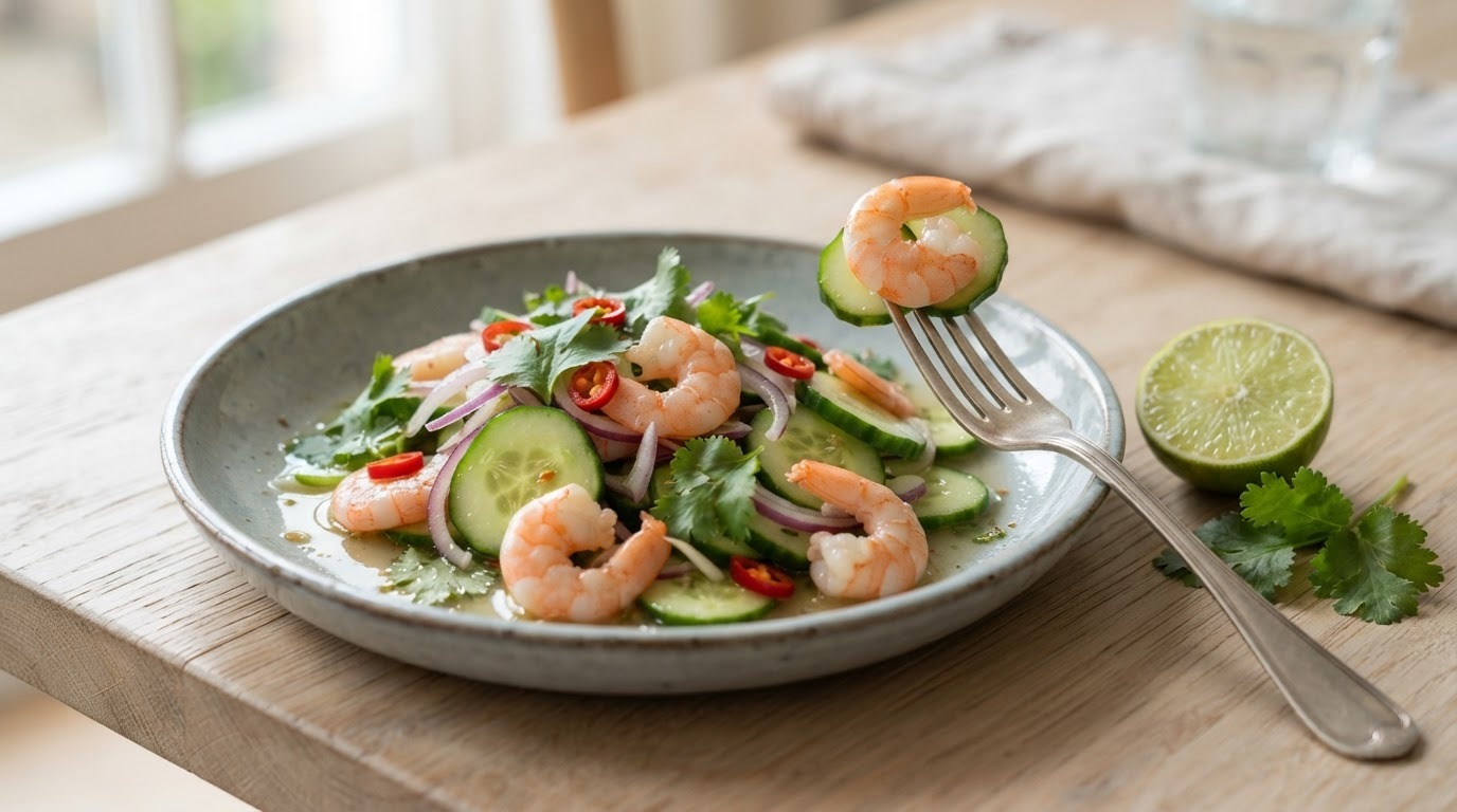 Komkommersalade met Garnalen