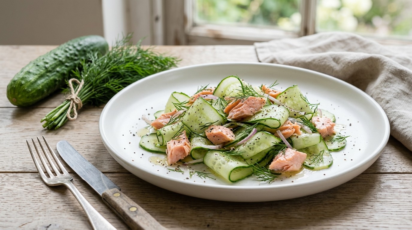 Komkommersalade met Zalm
