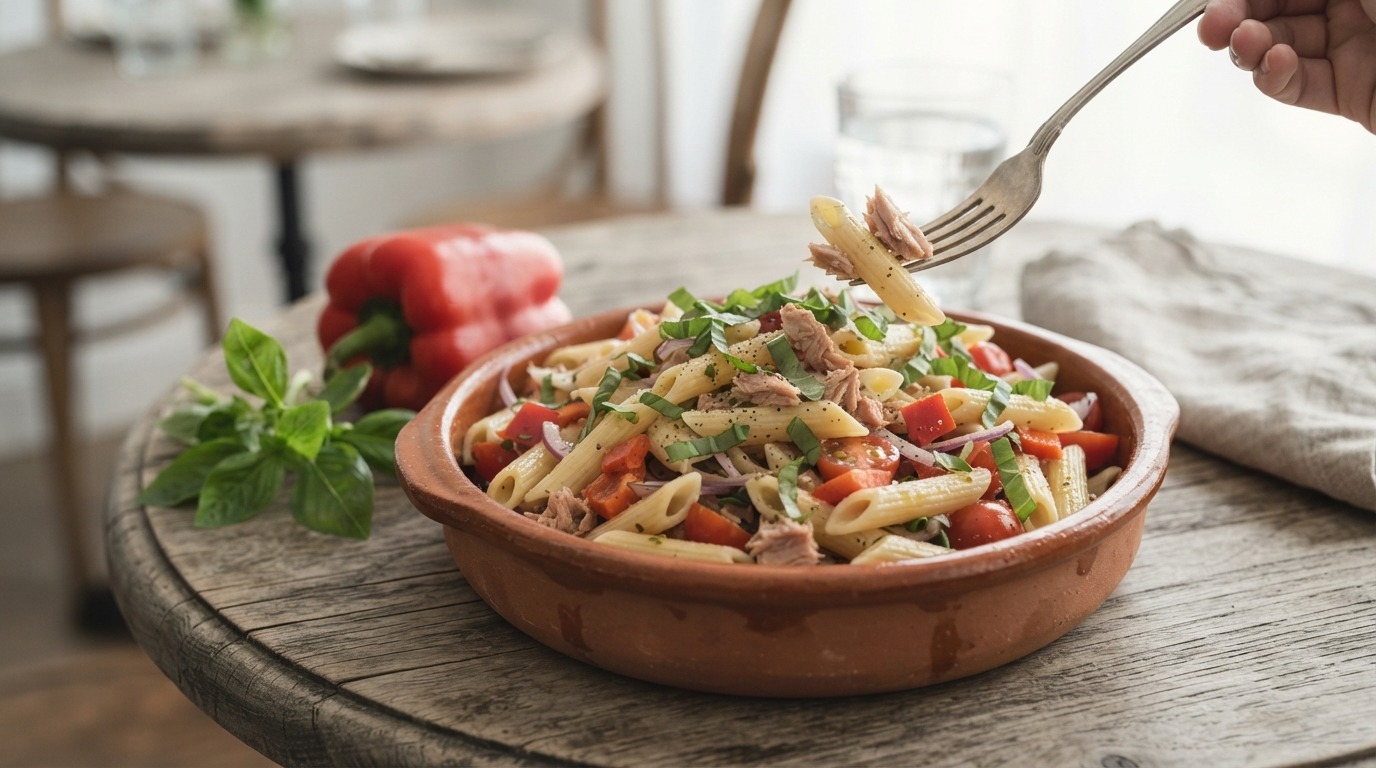 Koude Pasta Salade met Tonijn recept Koude Pasta Salade met Tonijn recept