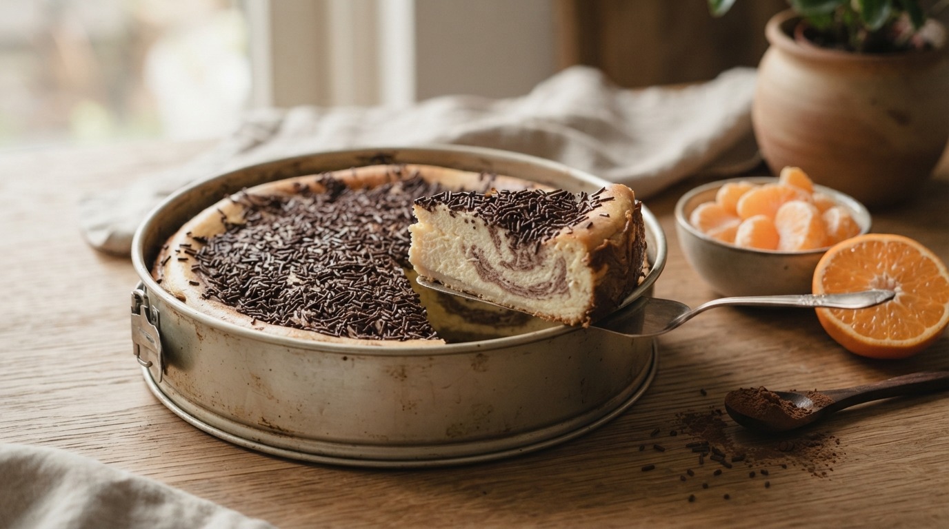 Kwarkkoek met Chocostrooisel