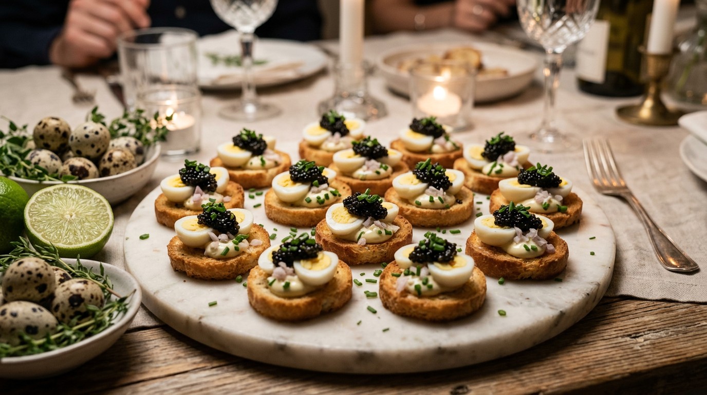 Kwarteleitoastjes met Kaviaar recept Kwarteleitoastjes met Kaviaar recept