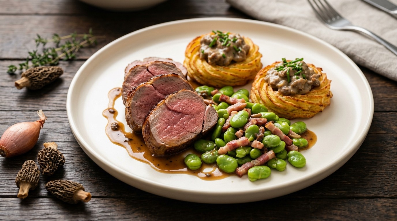 Lamsfilet met Tuinbonen, Gevulde Aardappelnestjes recept Lamsfilet met Tuinbonen, Gevulde Aardappelnestjes recept