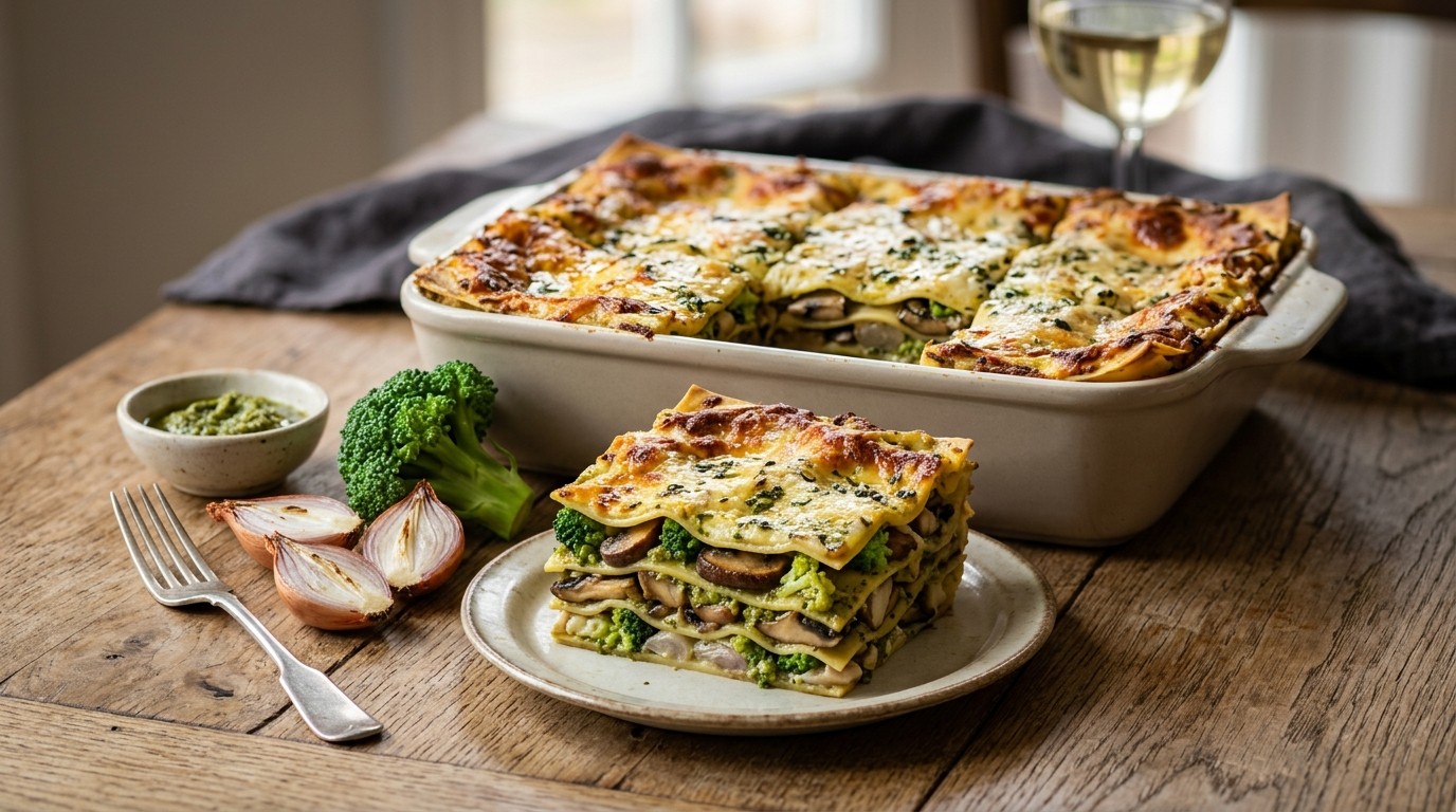 Lasagne met Champignons en Groene Pesto