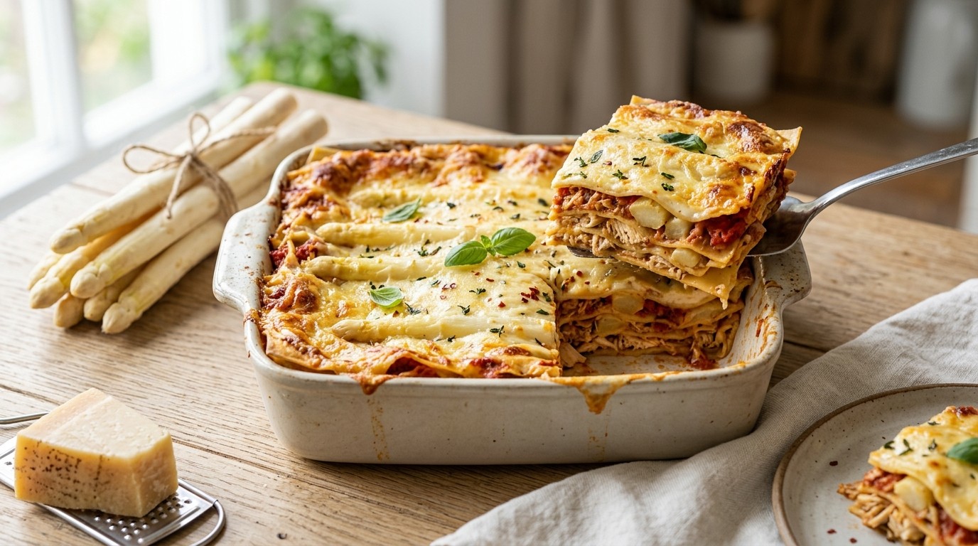 Lasagne met kip en Asperges