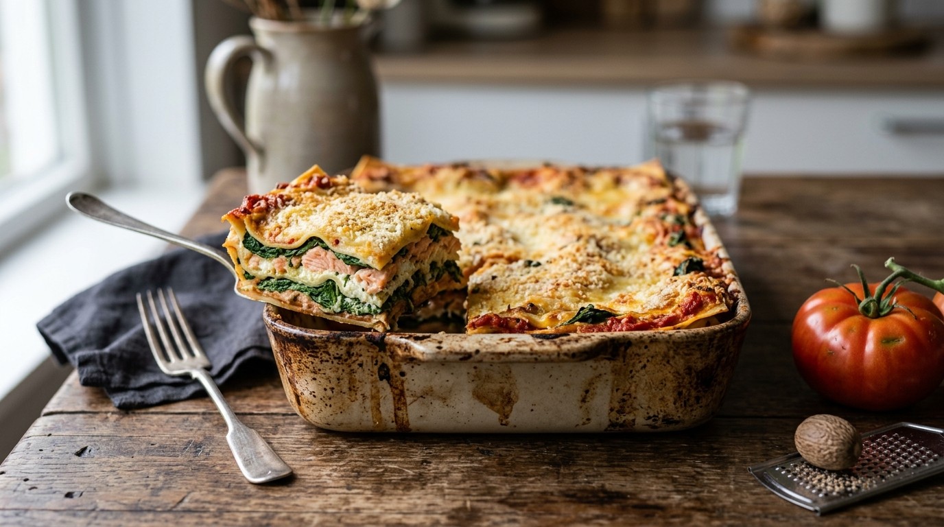Lasagne met Zalm en Spinazie