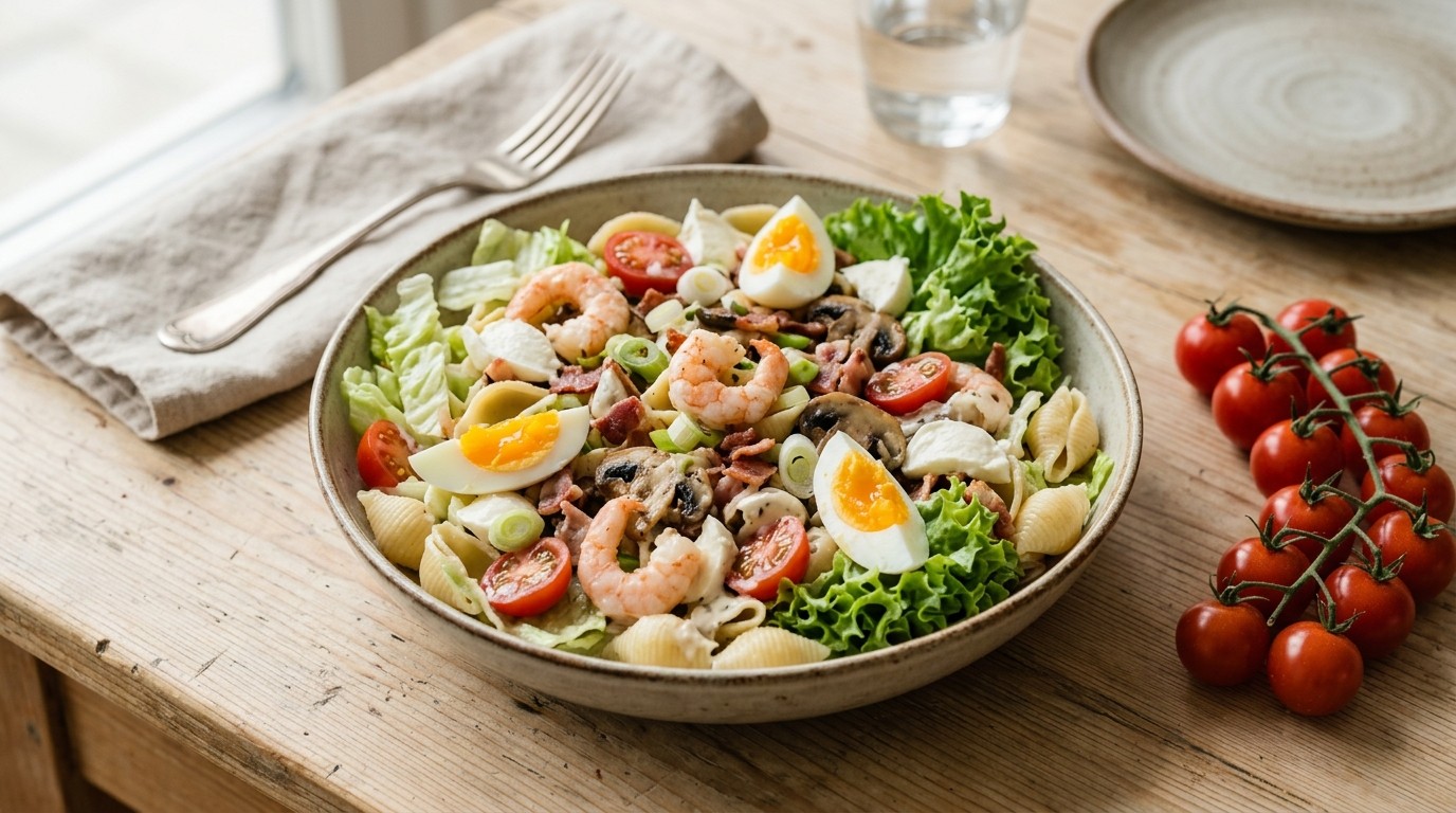 Lauw/warme Maaltijdsalade met Pasta