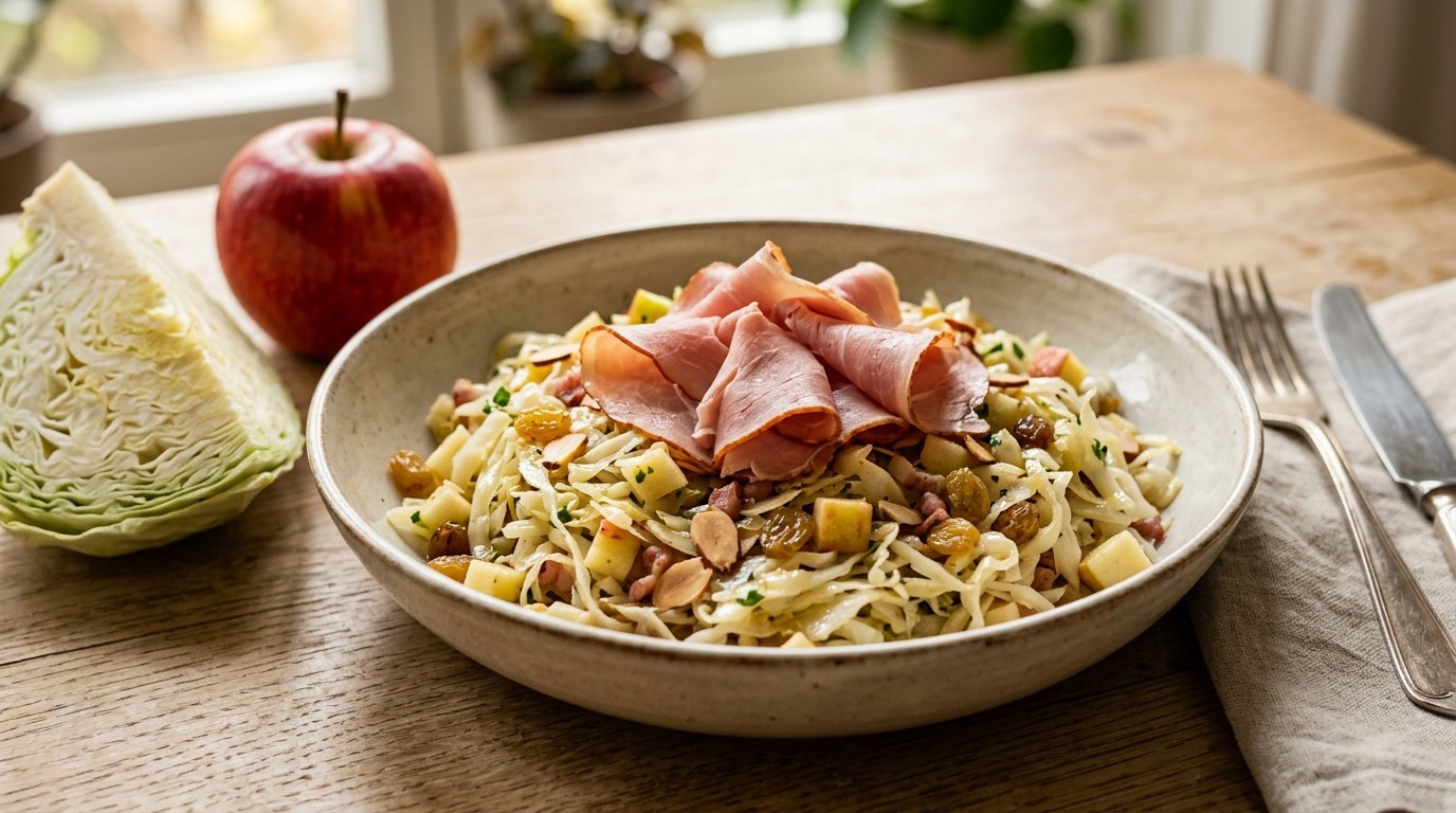 Lauwwarme Witte Koolsalade met ham