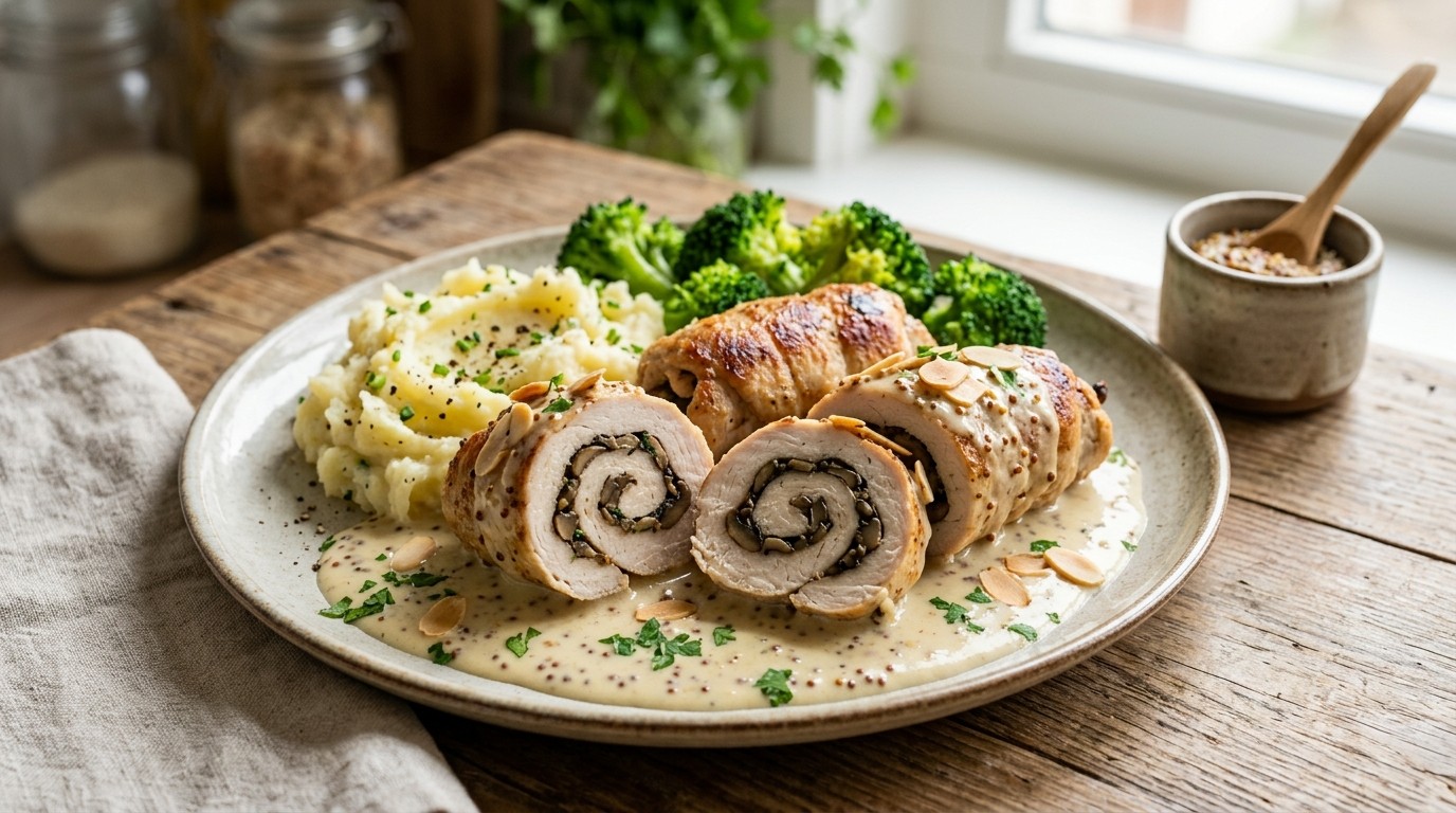 Light Kalkoenrolletjes in Mosterd Saus