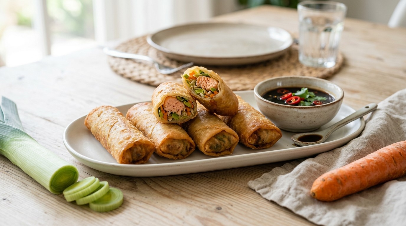 Loempia Zalm (tauge en Zalm in Loempia Vorm)