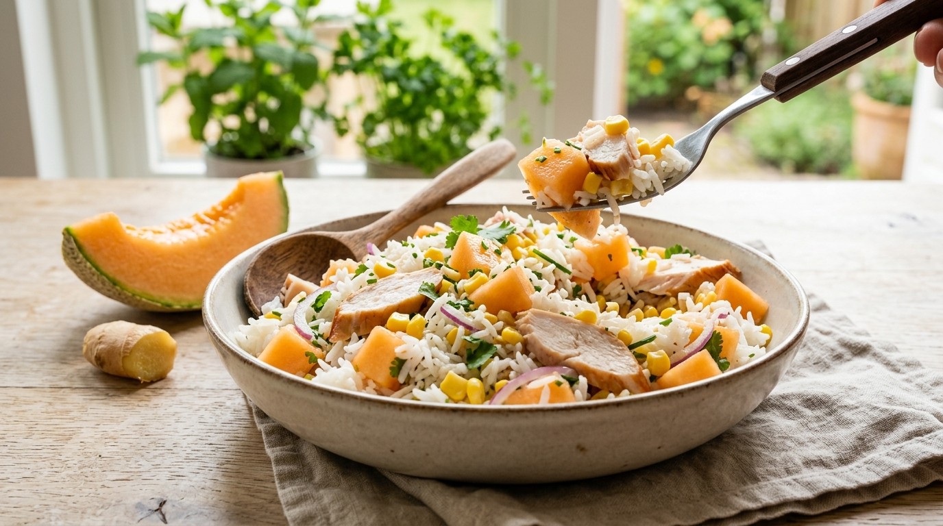 Maaltijdsalade van Rijst en Gerookte Kipfilet