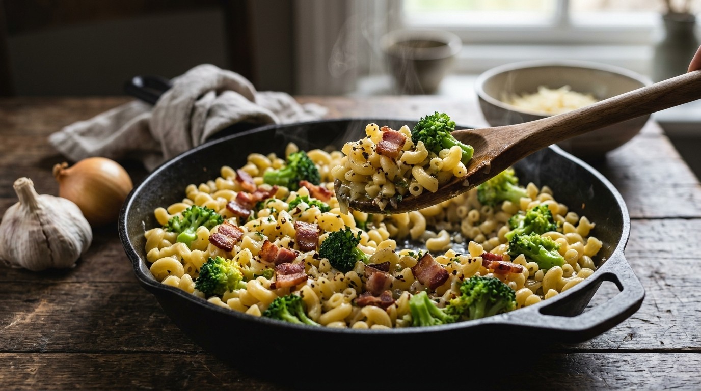 Macaroni met Broccoli en Spek