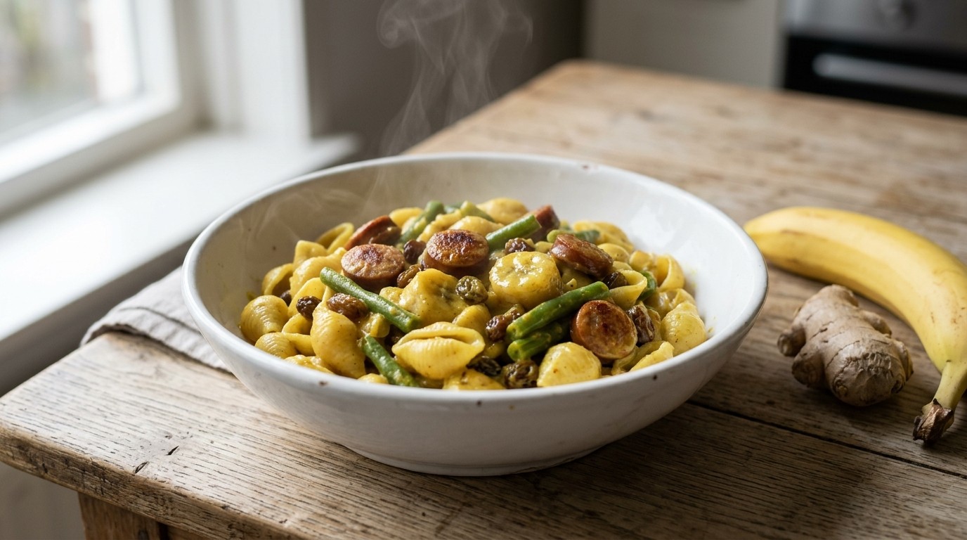 Macaroni met Kerriesaus