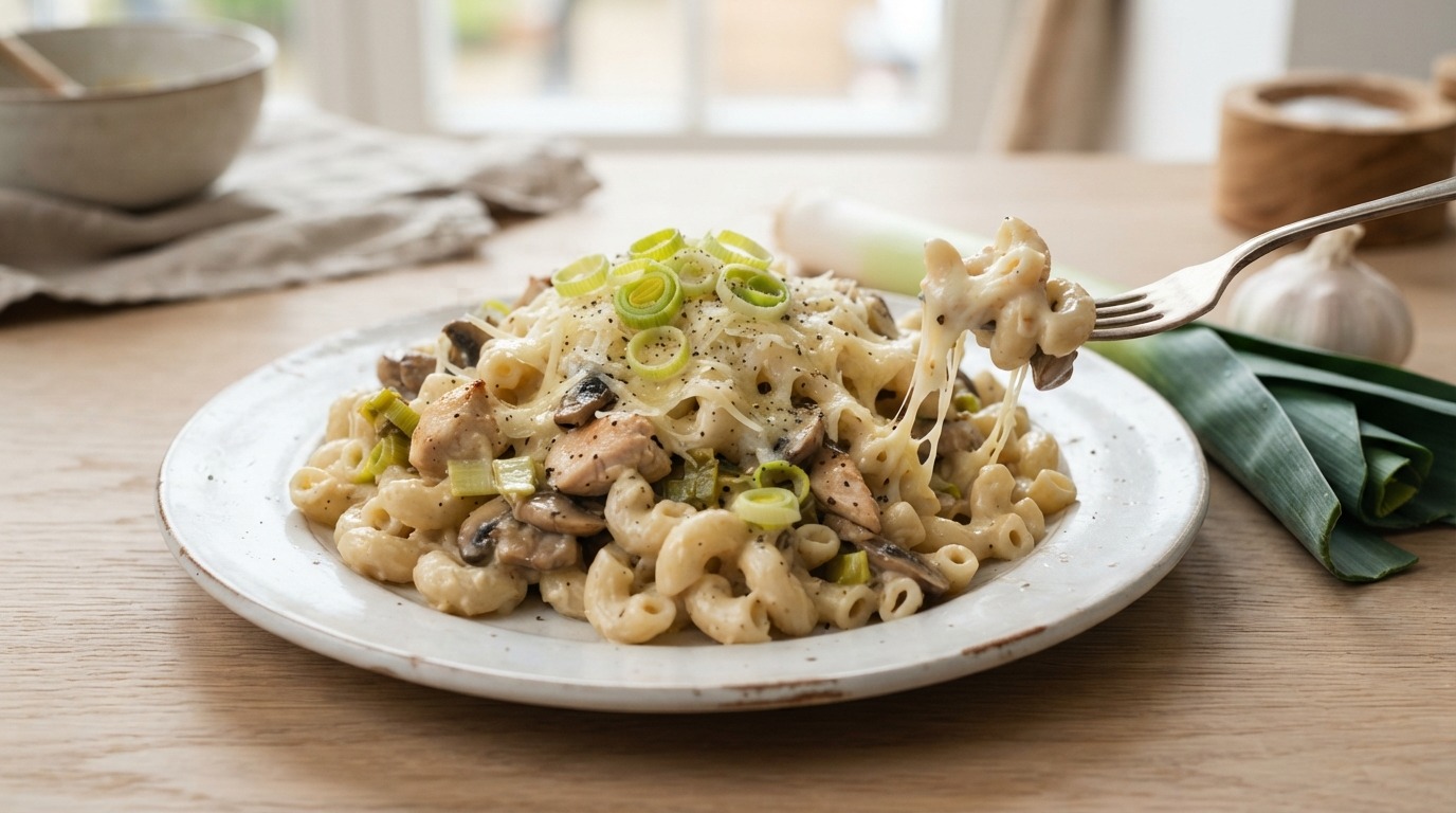 Macaroni met kip Prei en Roomkaas