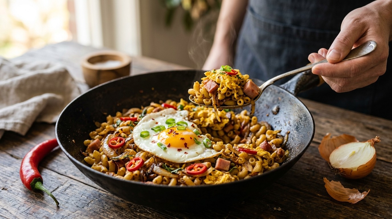 Macaroni met Nasi-kruiden en Eieren recept Macaroni met Nasi-kruiden en Eieren recept