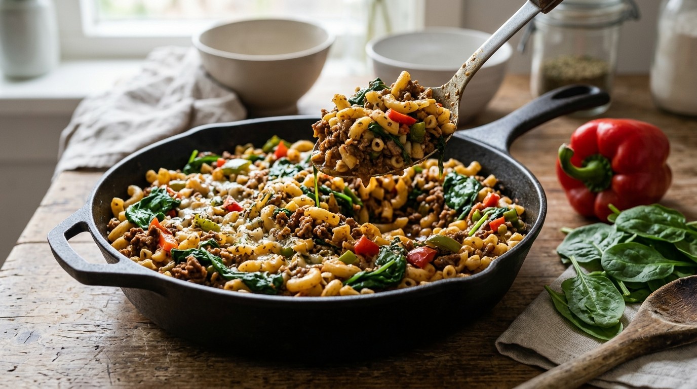 Macaroni met Spinazie