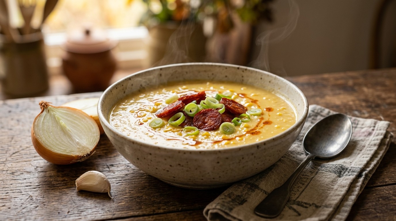 Maïssoep met Chorizo en Bosui