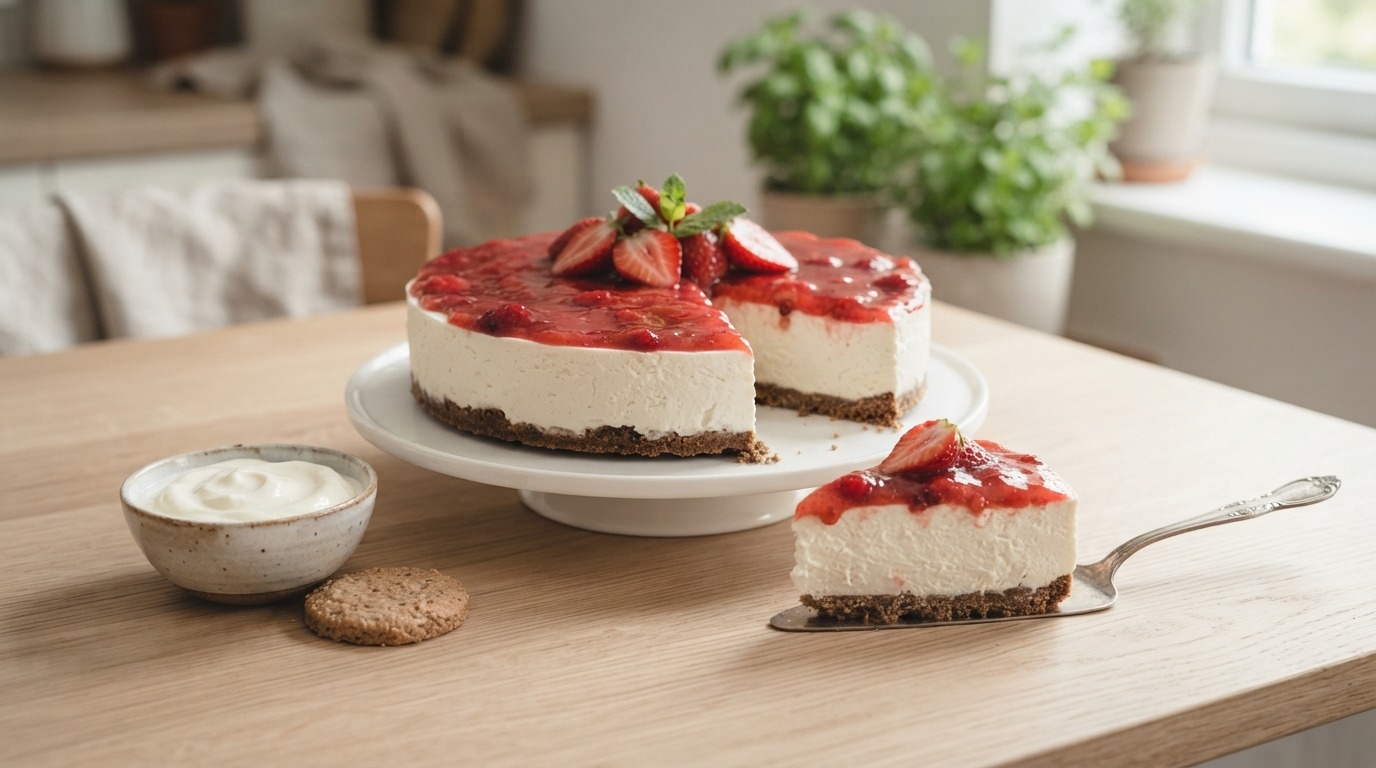 Makkelijke Aardbeiencheesecake