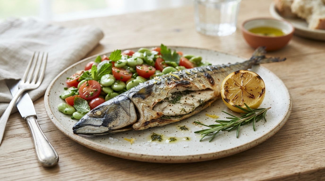 Makreel met Tuinbonensalade