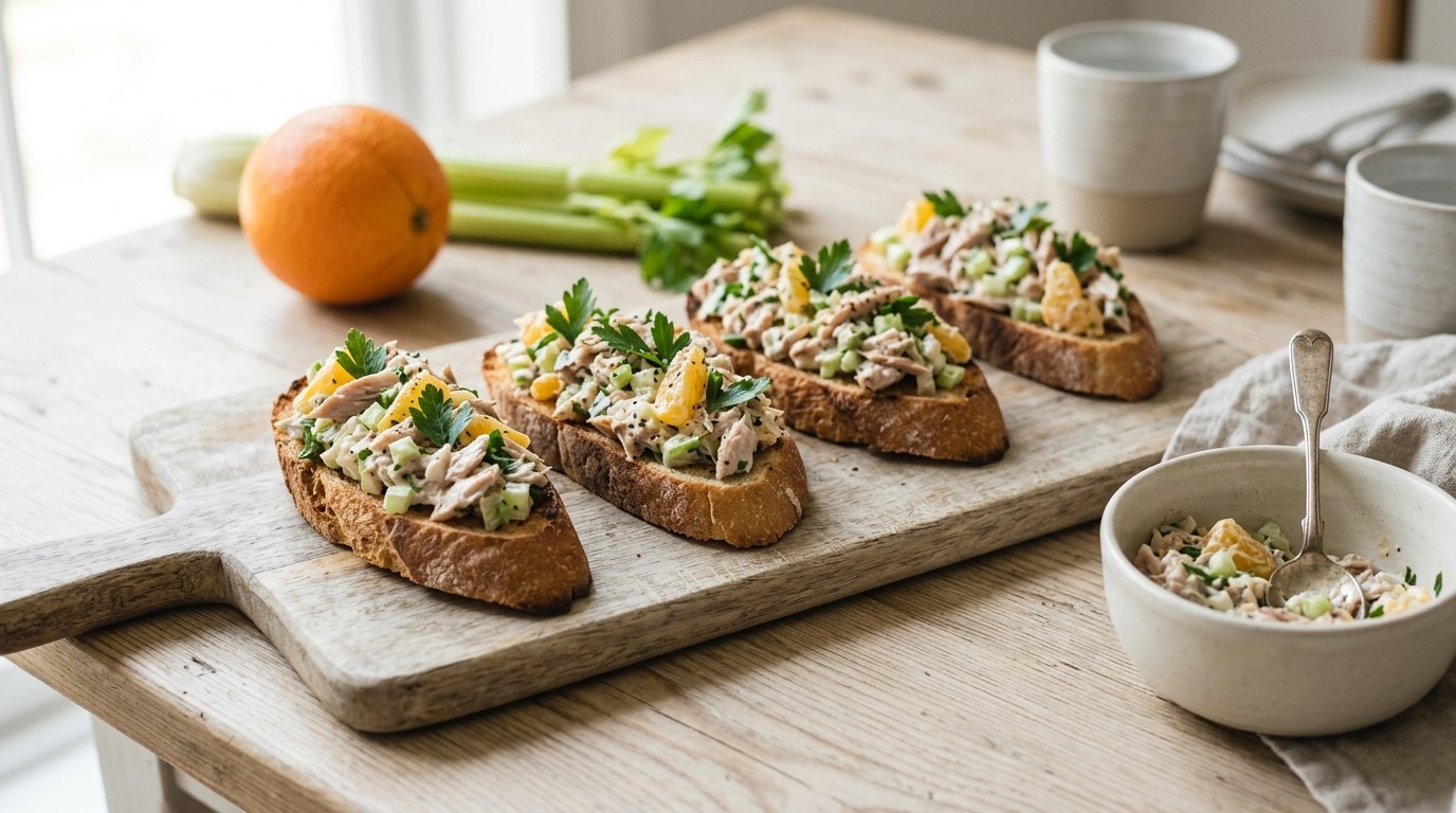 Makreelsalade op Stokbrood