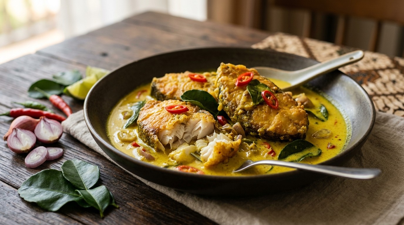 Mangoet Ikan (vis in Gele Kokosmelksaus)