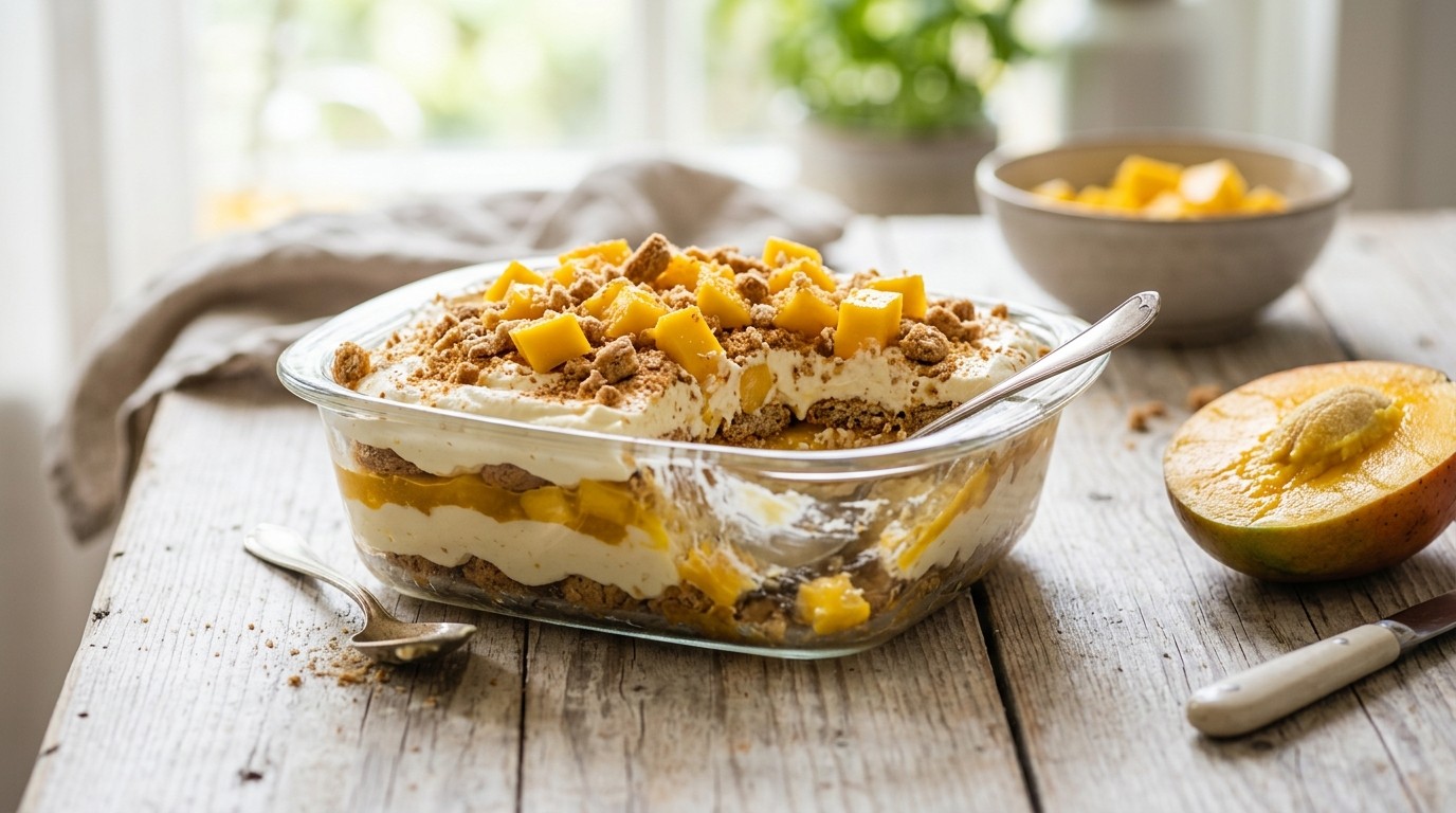 Mangotiramisu met Amandelkoekjes