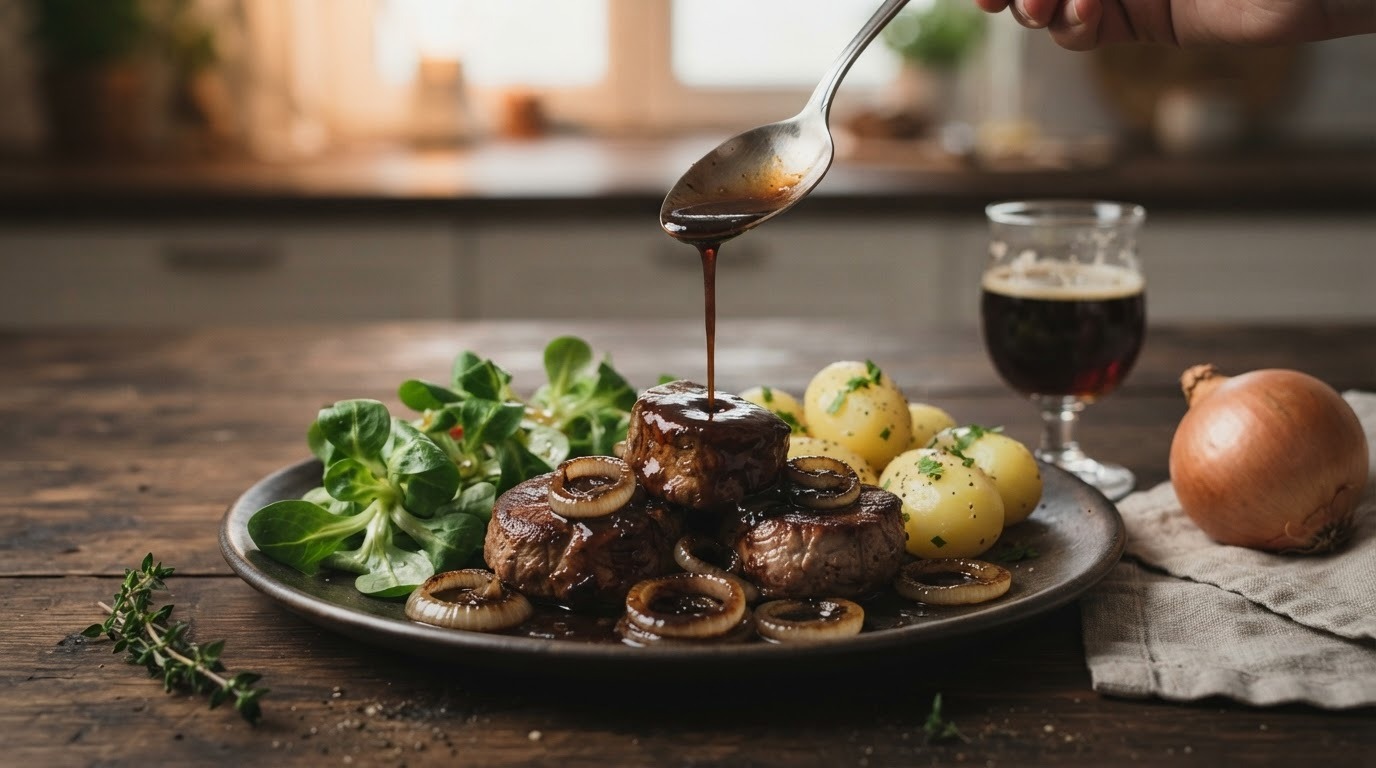 Medaillons van Varkenshaas in een Saus van Bruin Bier