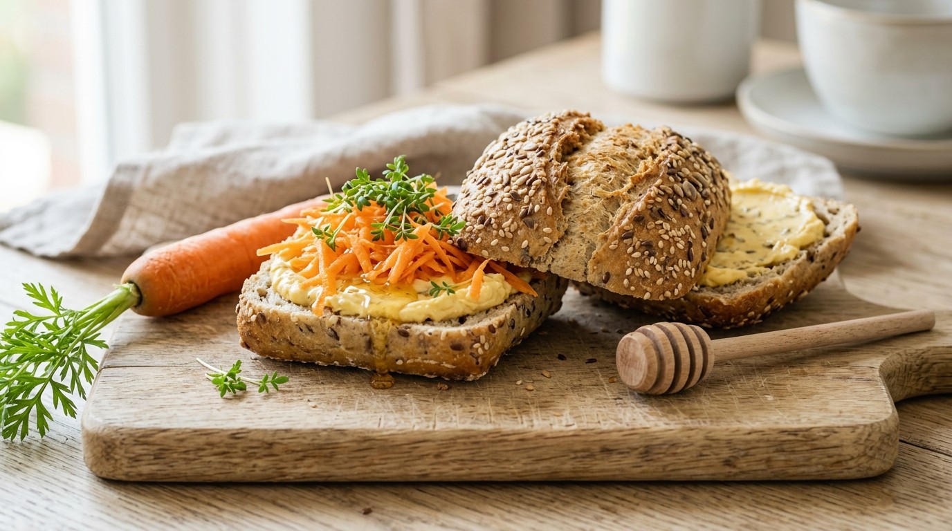 Meergranenbroodje met Smeerkaas en Wortel