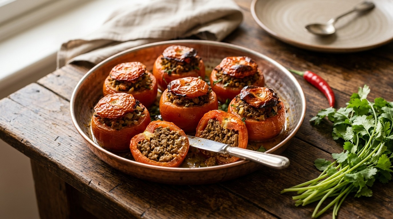 Met Pittig Gehakt Gevulde Tomaten