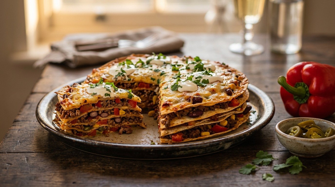 Mexicaanse Tortilla Taart met Gehakt recept Mexicaanse Tortilla Taart met Gehakt recept