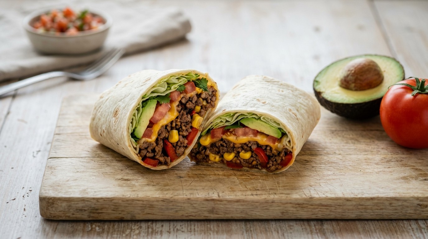 Mexicaanse Wrap met Rundergehakt, Tomaten en Mais