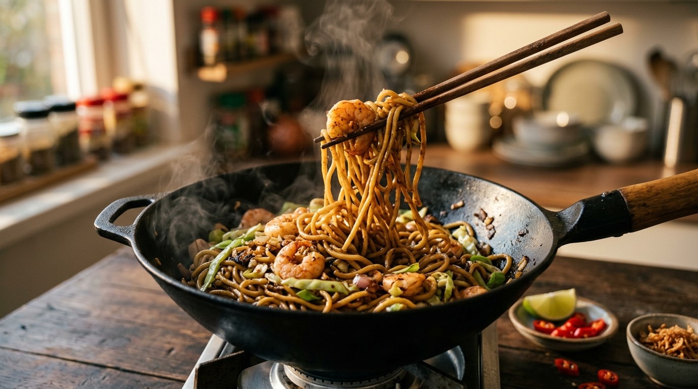 Mie Goreng (streetfood uit Indonesie)met Gamba,s