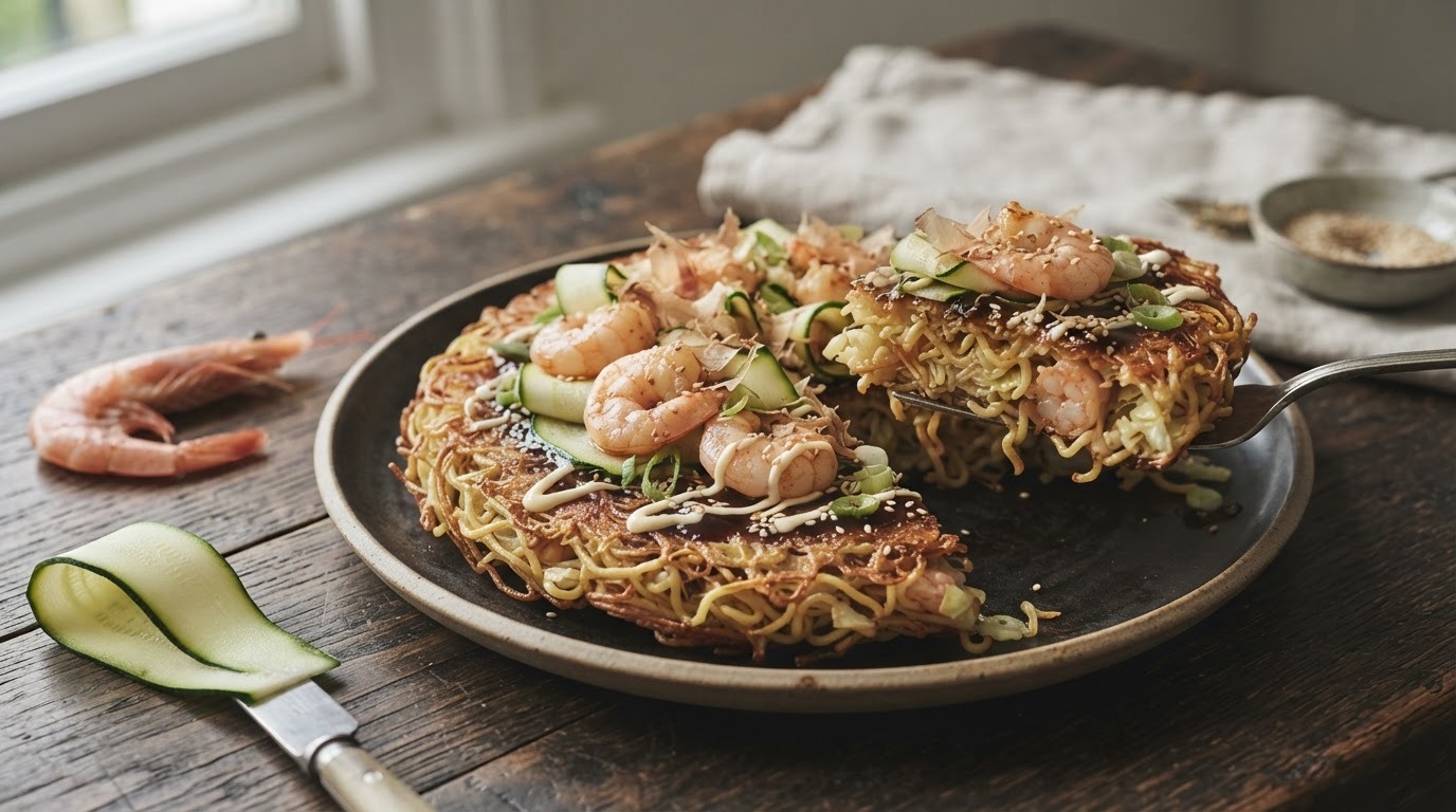 Mie Taart met Garnalen