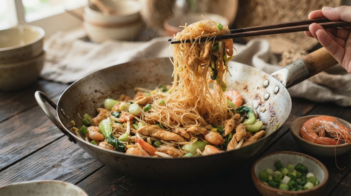 Mihoen Ajam Goreng (mihoen met kip en Groenten)