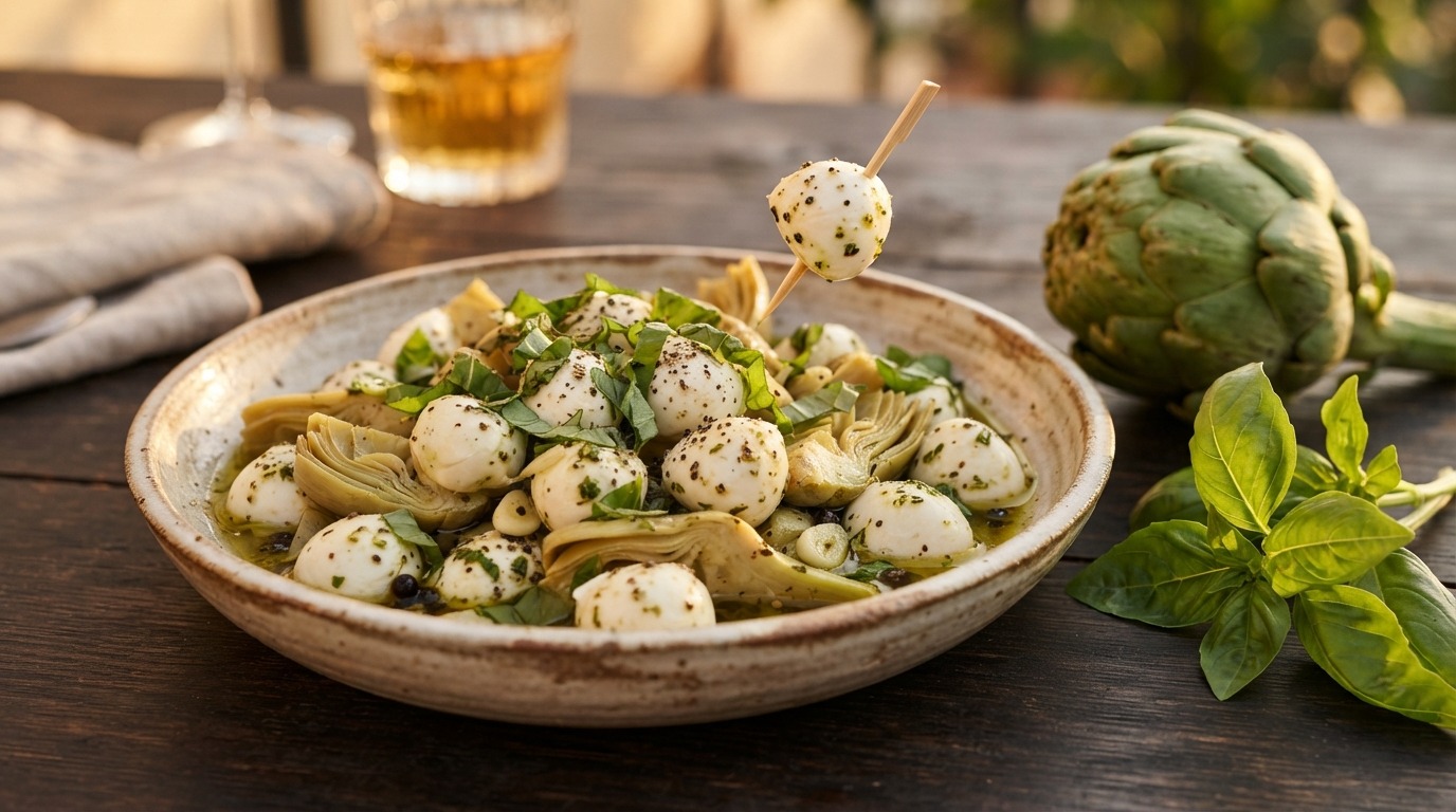 Mini Mozzarella met Gemarineerde Artisjokken
