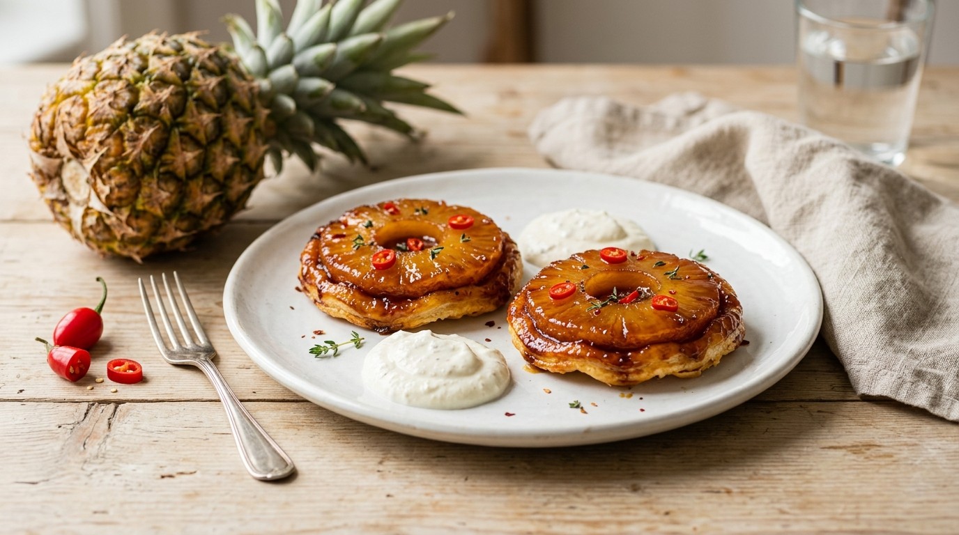 Mini-tarte Tatin met Ananas en Chilipeper recept Mini-tarte Tatin met Ananas en Chilipeper recept