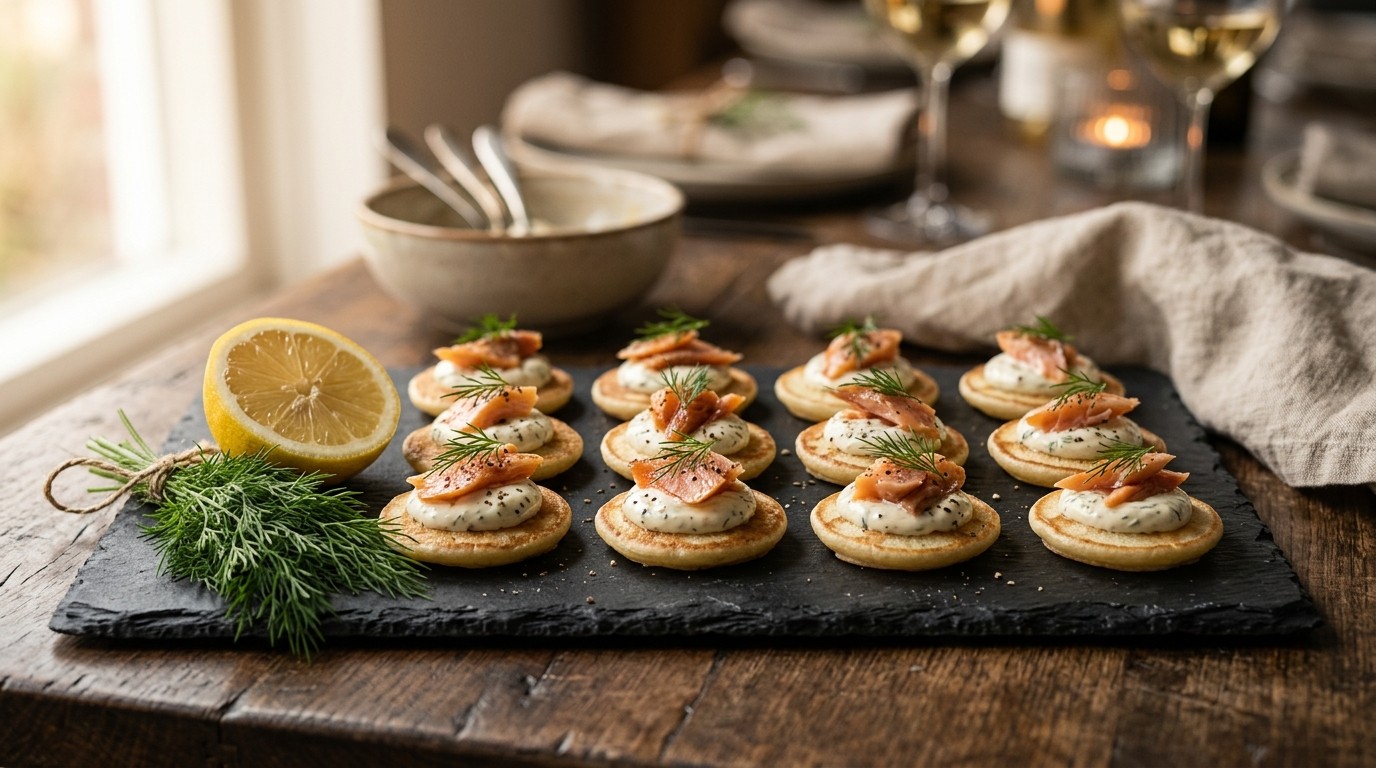 Miniblini's met Mierikswortelroom en Gerookte Forel