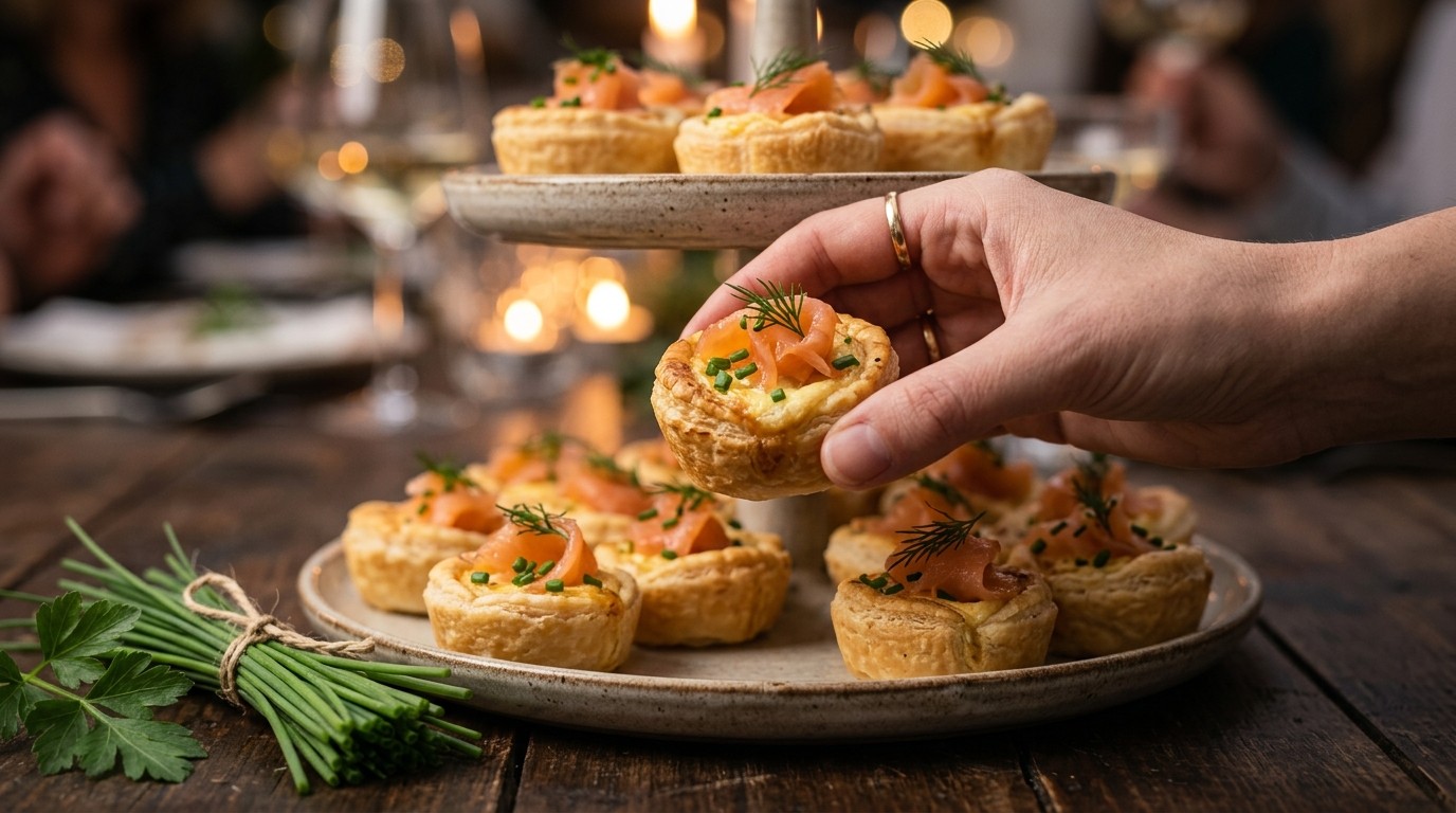 Minitaartjes Gevuld met Franse Kaas en Gerookte Zalm recept Minitaartjes Gevuld met Franse Kaas en Gerookte Zalm recept